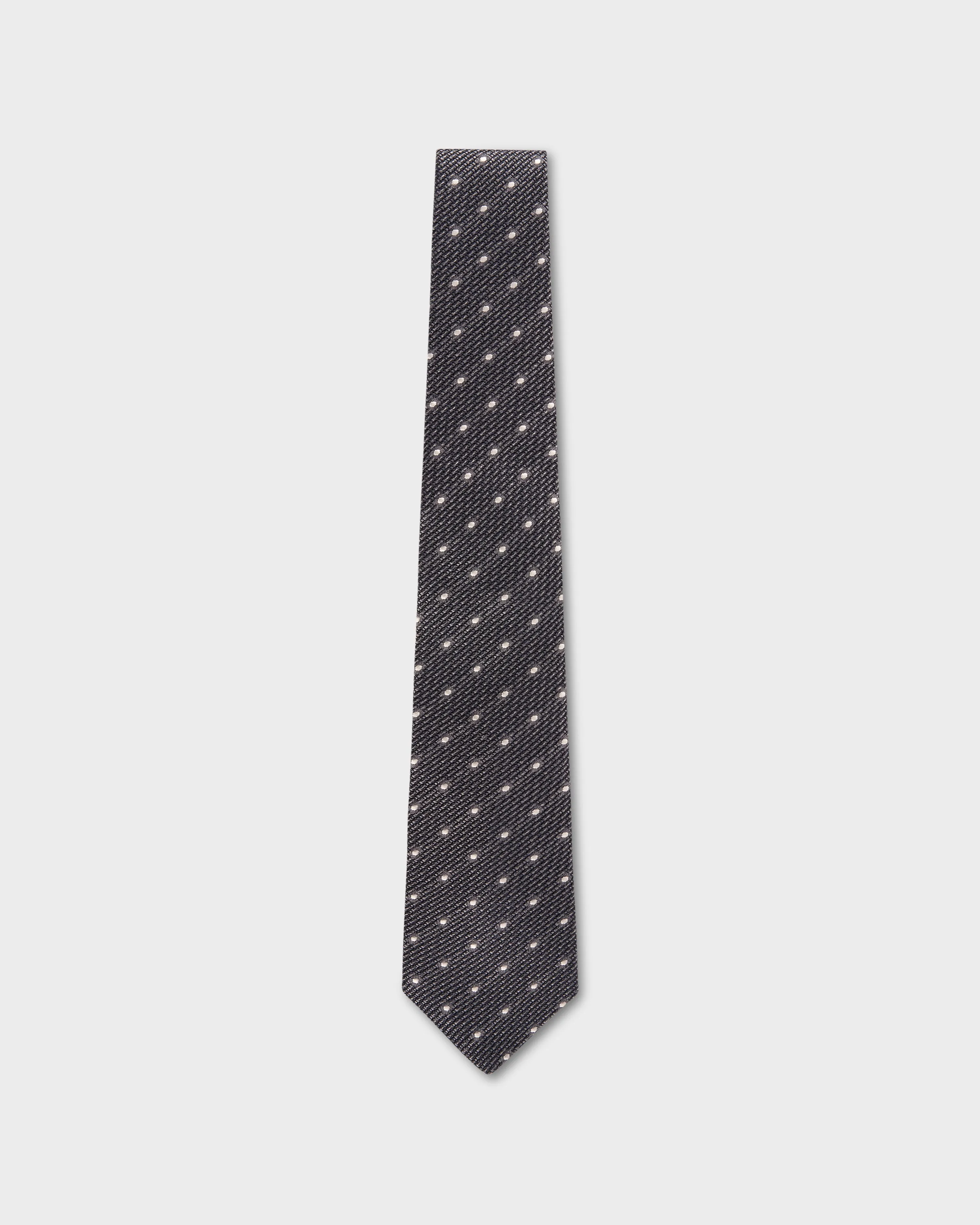 Grey Dotted Silk Tie