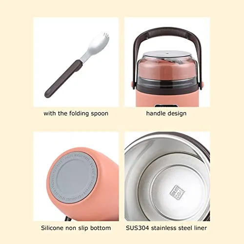 Insulated Food jar, 3 Layers 2L Vacuum Harmless Soup Storage Container for School