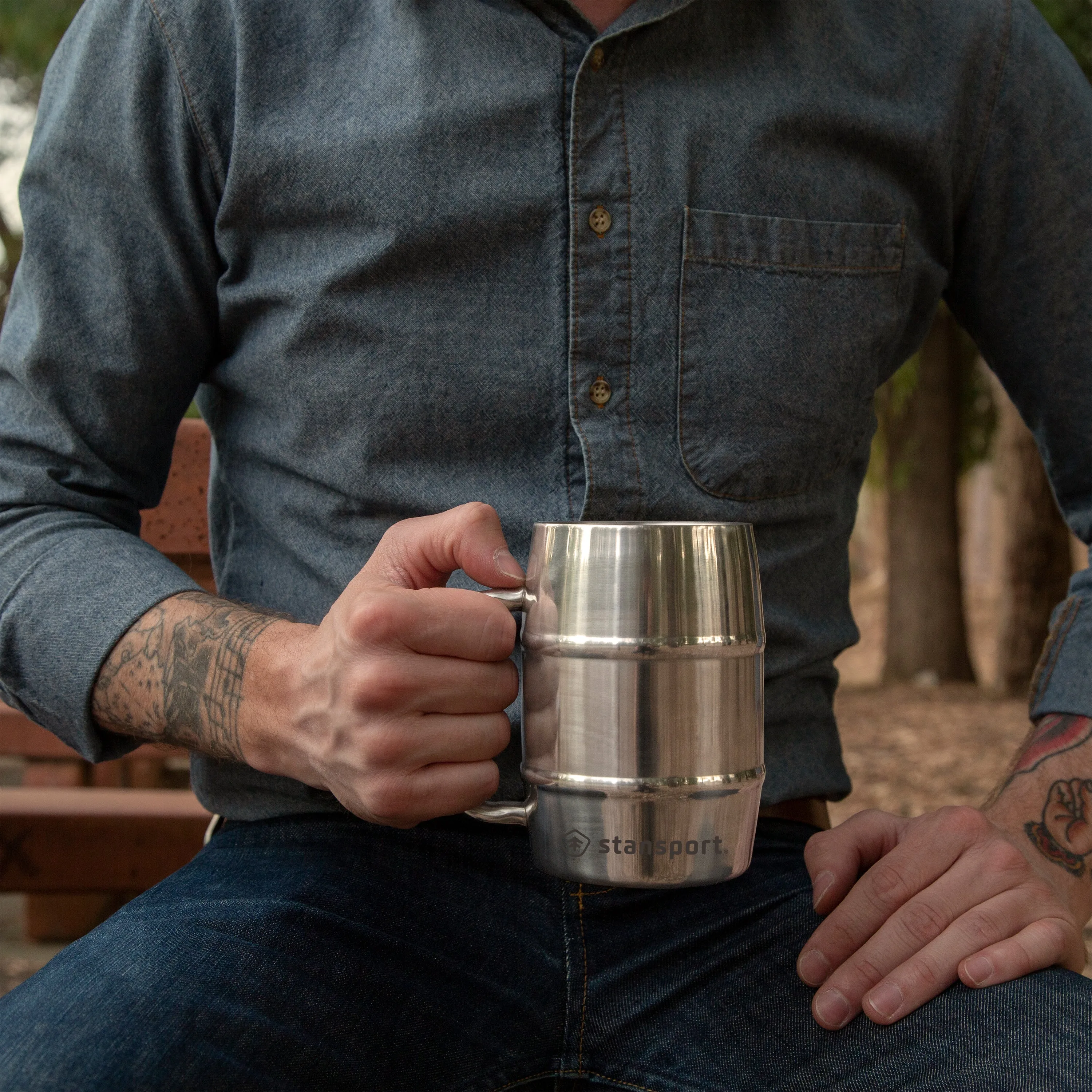 Insulated Mug - Double Wall - Silver - 16Oz.