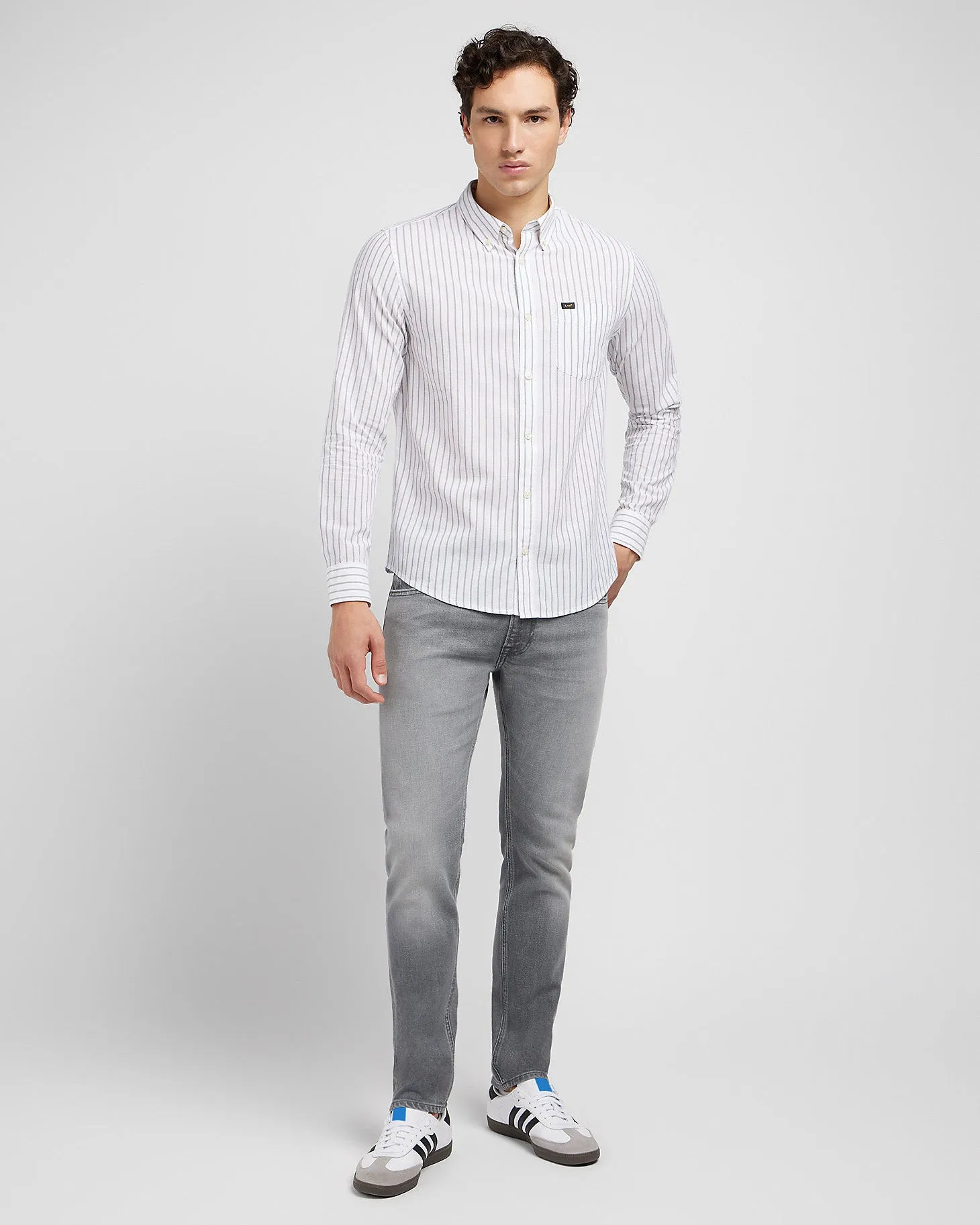 Lee Rider Slim Fit Mens Jeans - Worn In Mid Grey