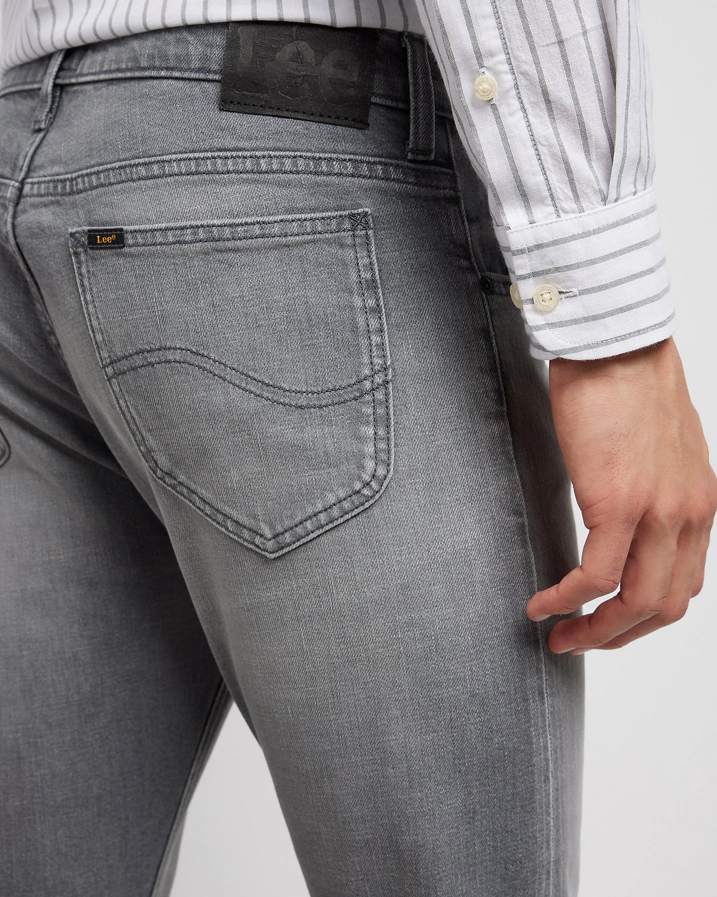 Lee Rider Slim Fit Mens Jeans - Worn In Mid Grey