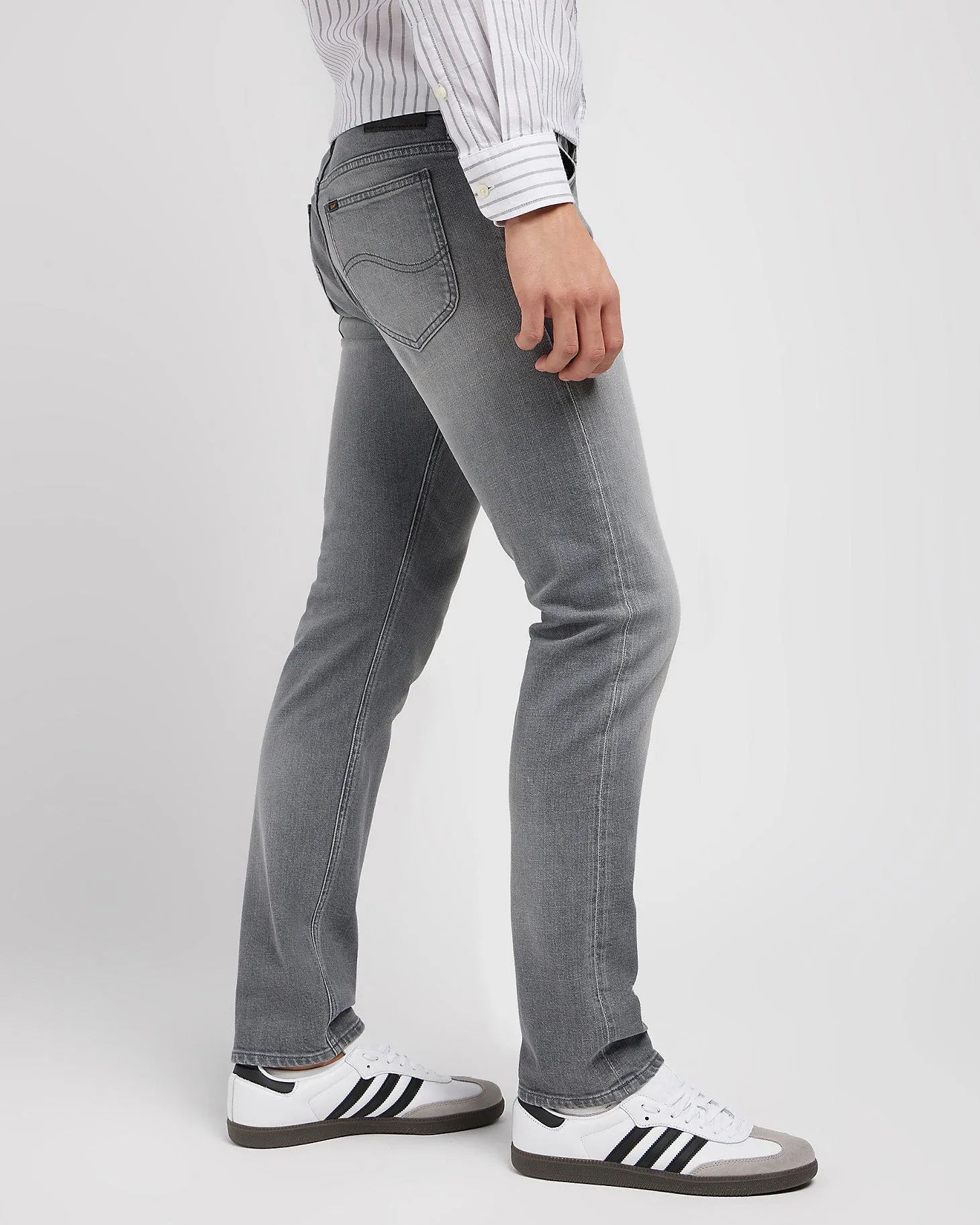 Lee Rider Slim Fit Mens Jeans - Worn In Mid Grey