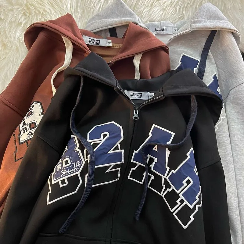 Letter Printed Hip Hop Versatile Couple Jacket