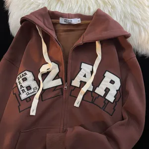 Letter Printed Hip Hop Versatile Couple Jacket