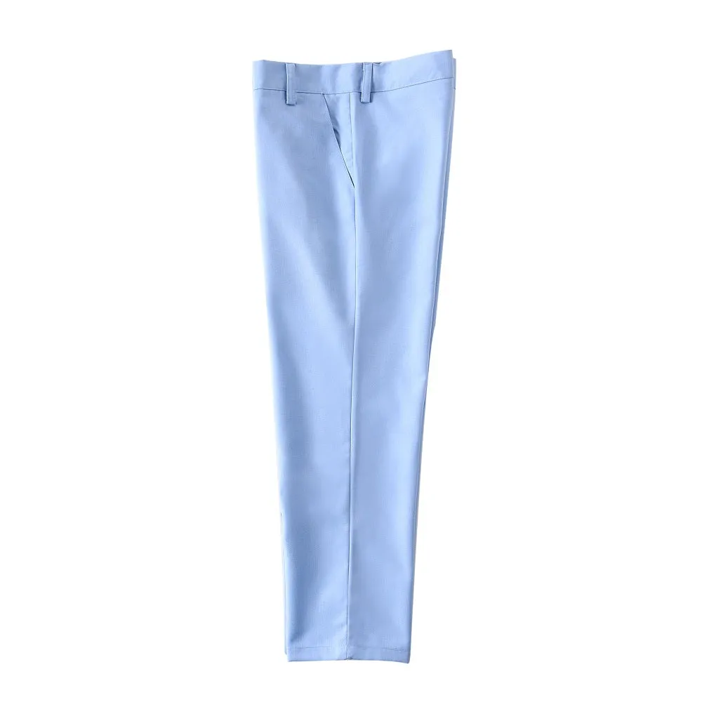 Light Blue Formal Classic 4 Piece Boy's Formal Suits With Vest Pants Shirt Tie