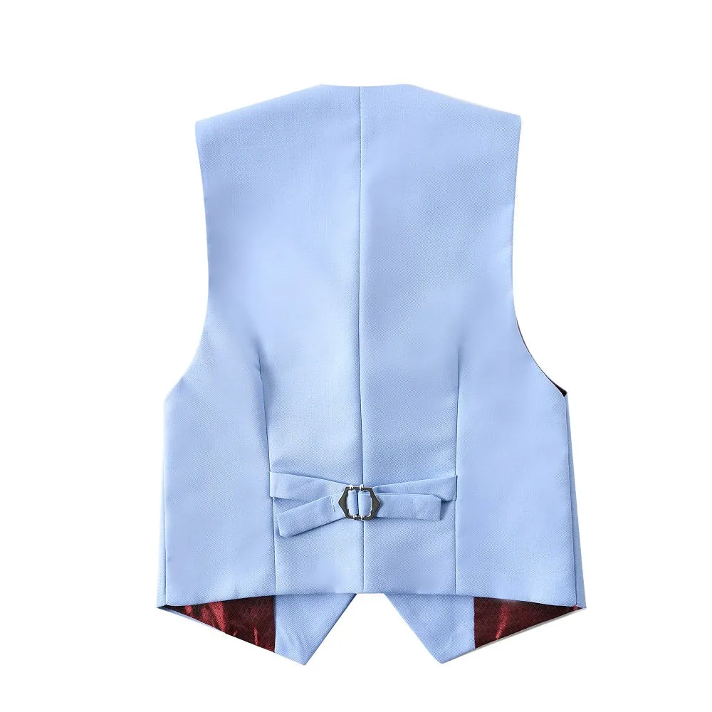 Light Blue Formal Classic 4 Piece Boy's Formal Suits With Vest Pants Shirt Tie