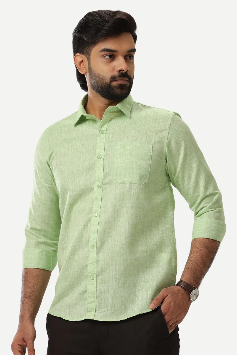 Linen Feel - Light Green Formal Shirts For Men | Ariser