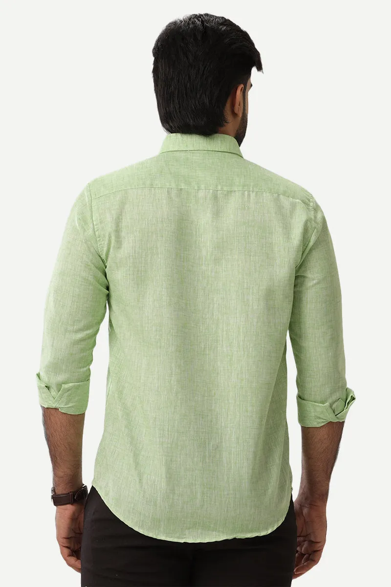 Linen Feel - Light Green Formal Shirts For Men | Ariser