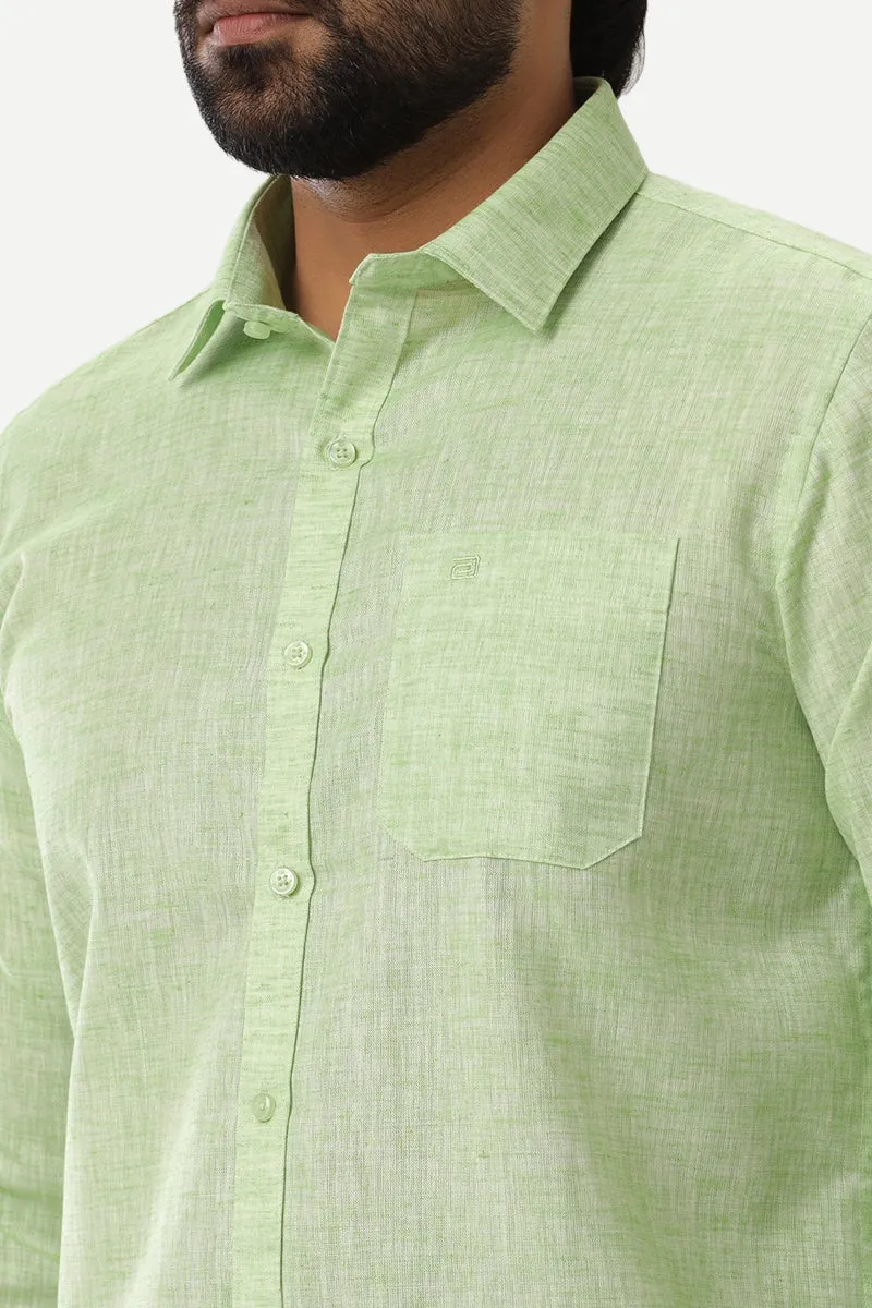 Linen Feel - Light Green Formal Shirts For Men | Ariser