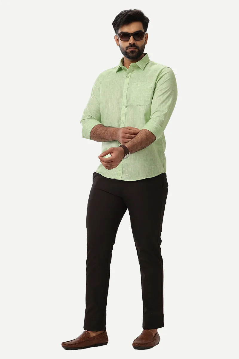Linen Feel - Light Green Formal Shirts For Men | Ariser