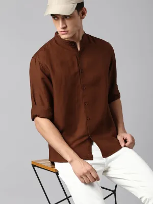 Men's Brown Solid Shirts