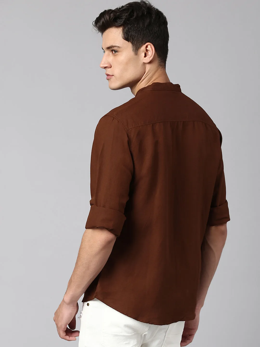 Men's Brown Solid Shirts