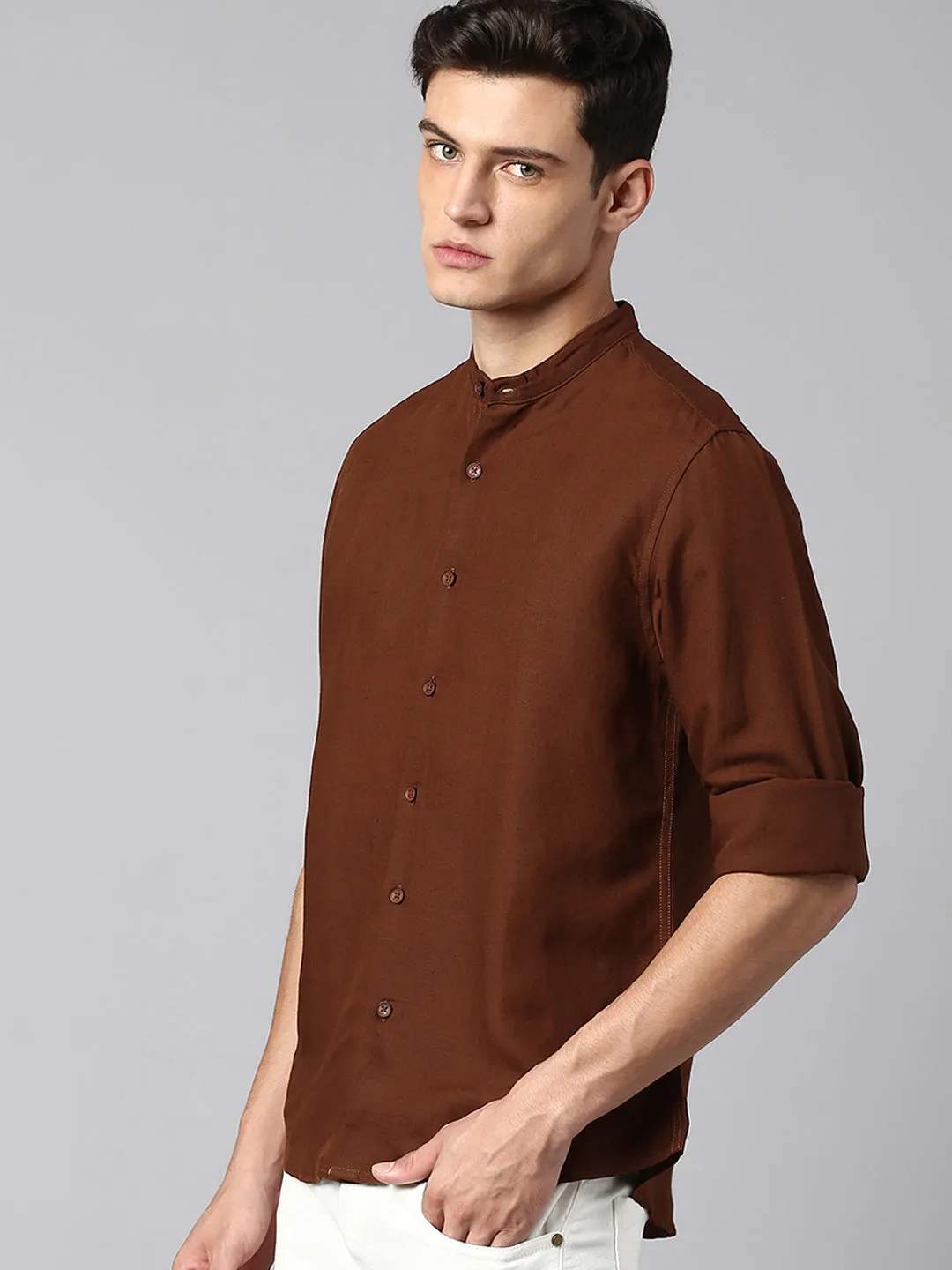 Men's Brown Solid Shirts