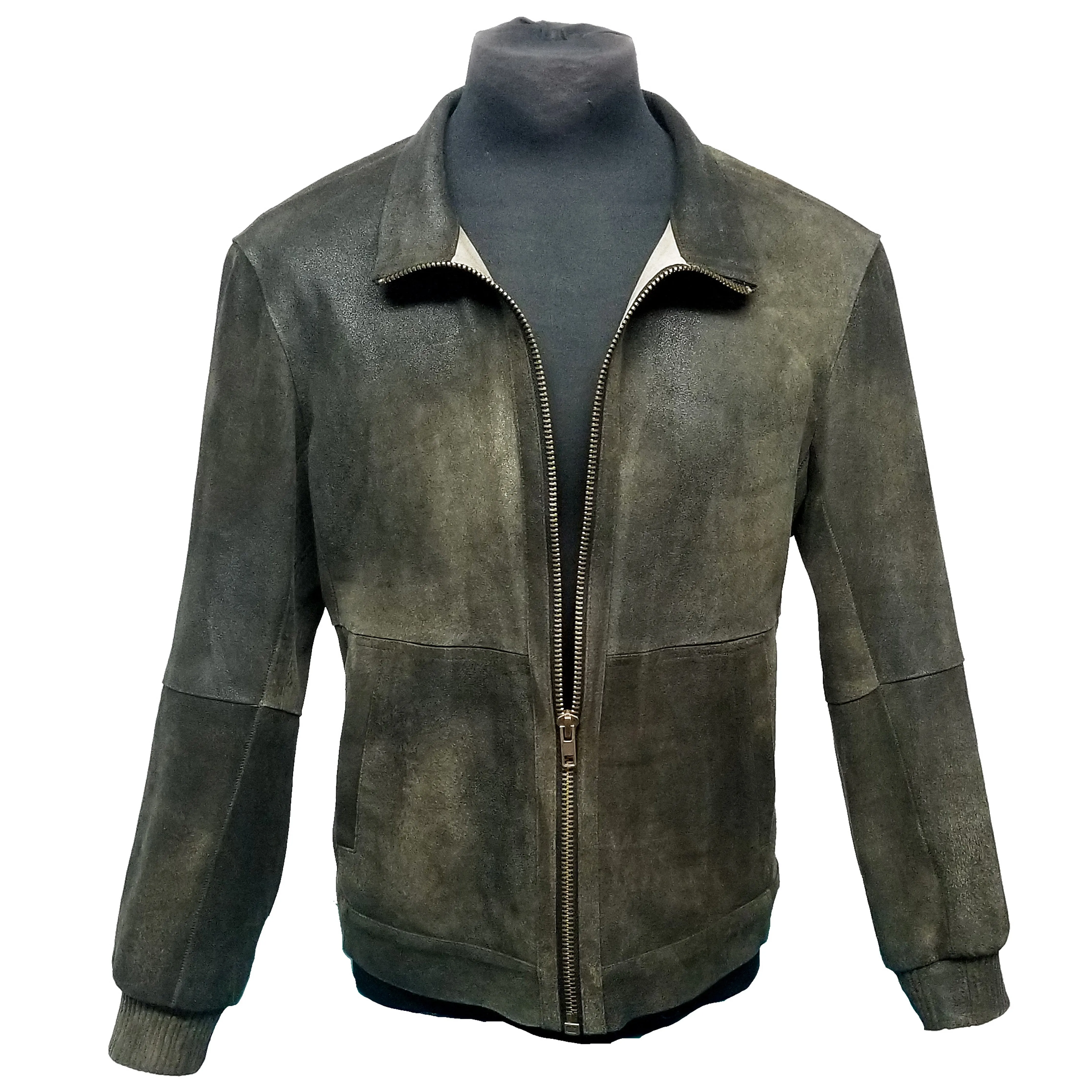 Men's Forest Green Suede Lamb Leather Jacket,