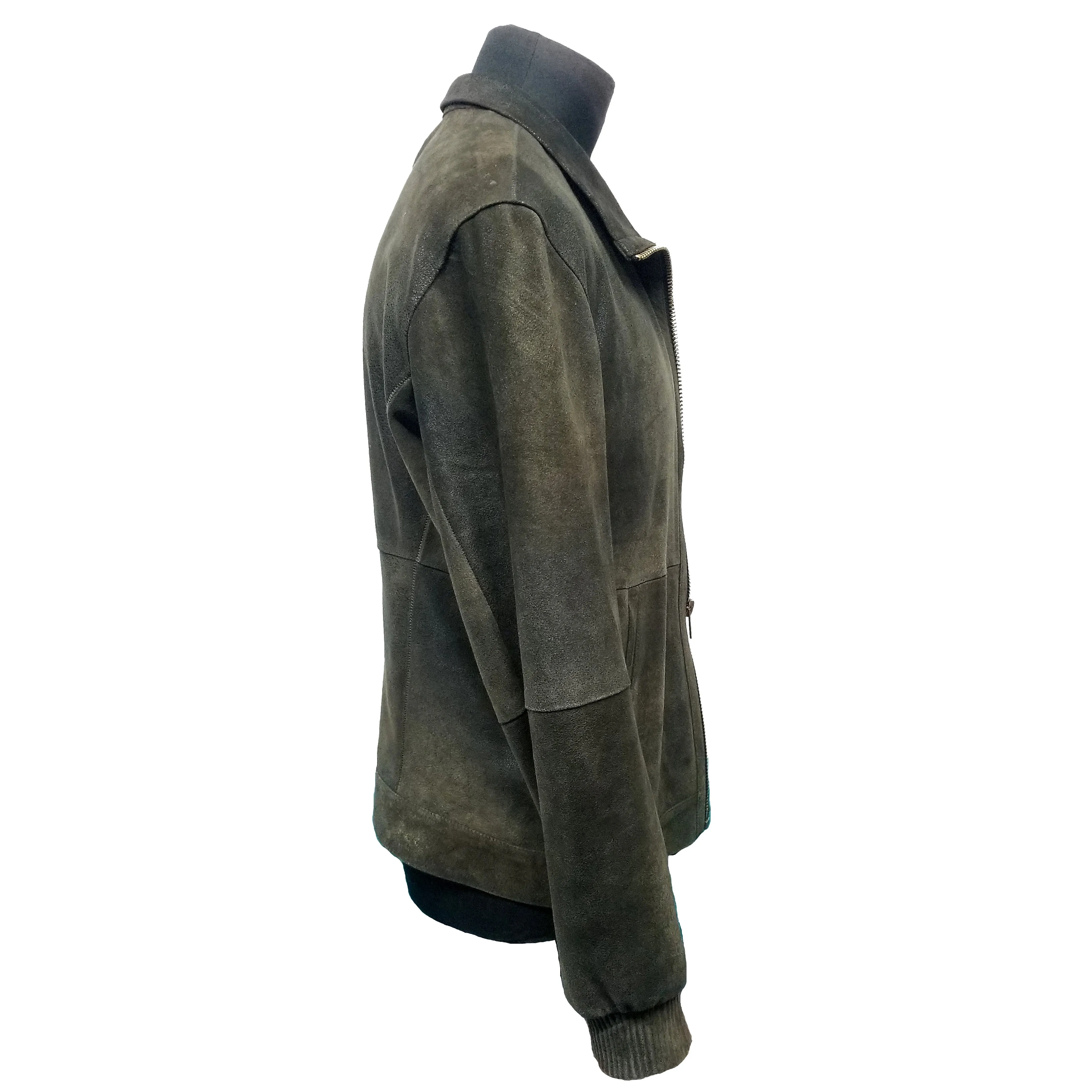 Men's Forest Green Suede Lamb Leather Jacket,