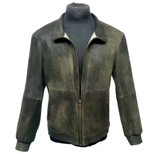 Men's Forest Green Suede Lamb Leather Jacket,