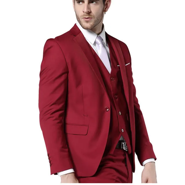 MOGU Mens Suits 2017 New Fashion Clothing Latest Coat Pant Designs Three Piece Suit Men Slim Fit Suits Red Wedding Suits for Men