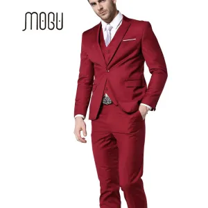MOGU Mens Suits 2017 New Fashion Clothing Latest Coat Pant Designs Three Piece Suit Men Slim Fit Suits Red Wedding Suits for Men