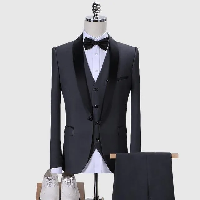 new green fruit collar suit three-piece suit