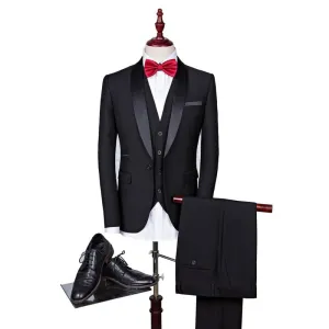 new green fruit collar suit three-piece suit