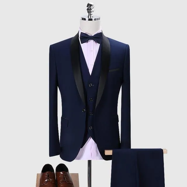 new green fruit collar suit three-piece suit