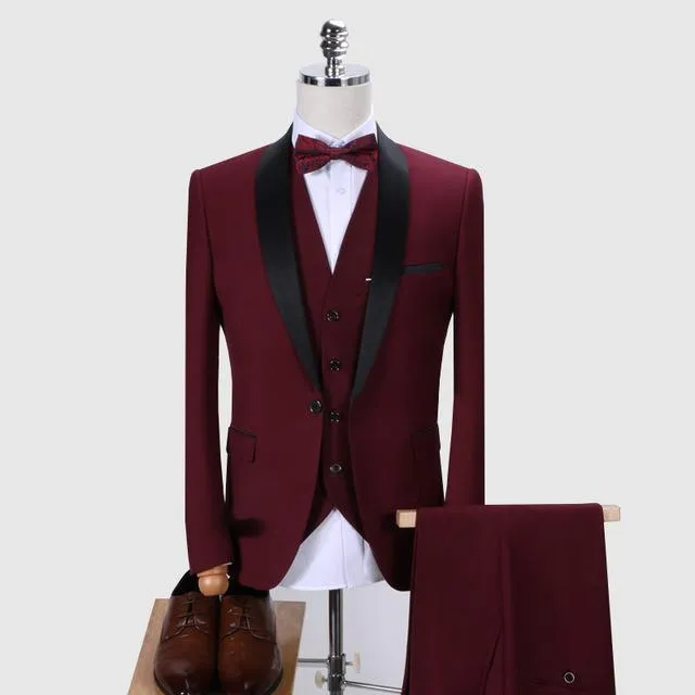 new green fruit collar suit three-piece suit