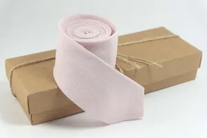 Pale Dusty Rose Linen Tie for Men | Accessory with Matching Pocket Square Option