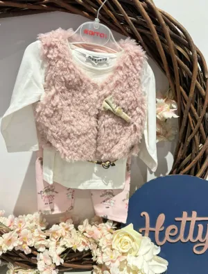 Pink Fur Three Piece Leggings Sets