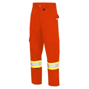 Pioneer Men's Hi Vis FR-Tech® Safety Work Pants, CSA Z96-15, Flame Resistant, 88% Cotton/12% Nylon, Reflective Tape, Durable | Sizes 30-50