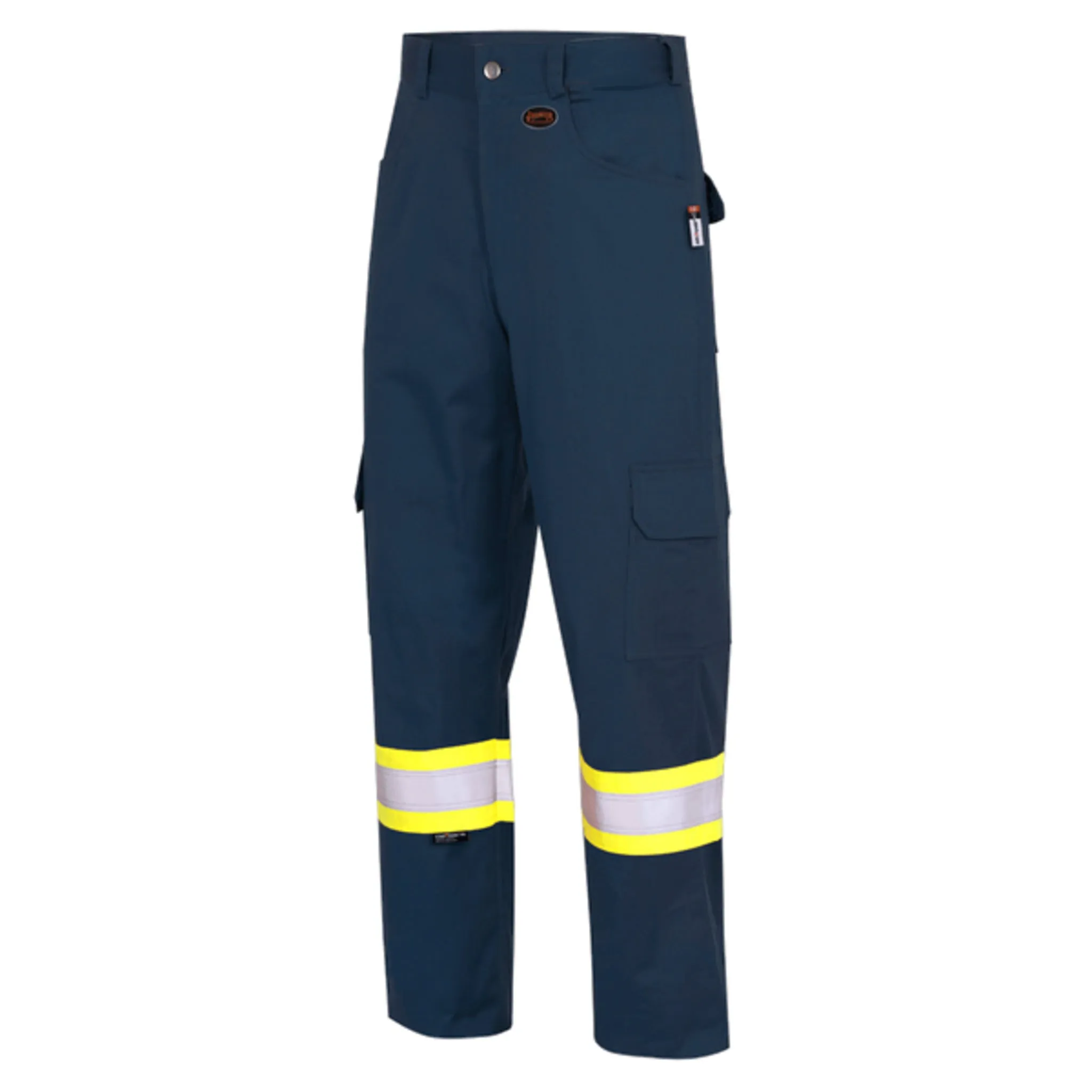 Pioneer Men's Hi Vis FR-Tech® Safety Work Pants, CSA Z96-15, Flame Resistant, 88% Cotton/12% Nylon, Reflective Tape, Durable | Sizes 30-50