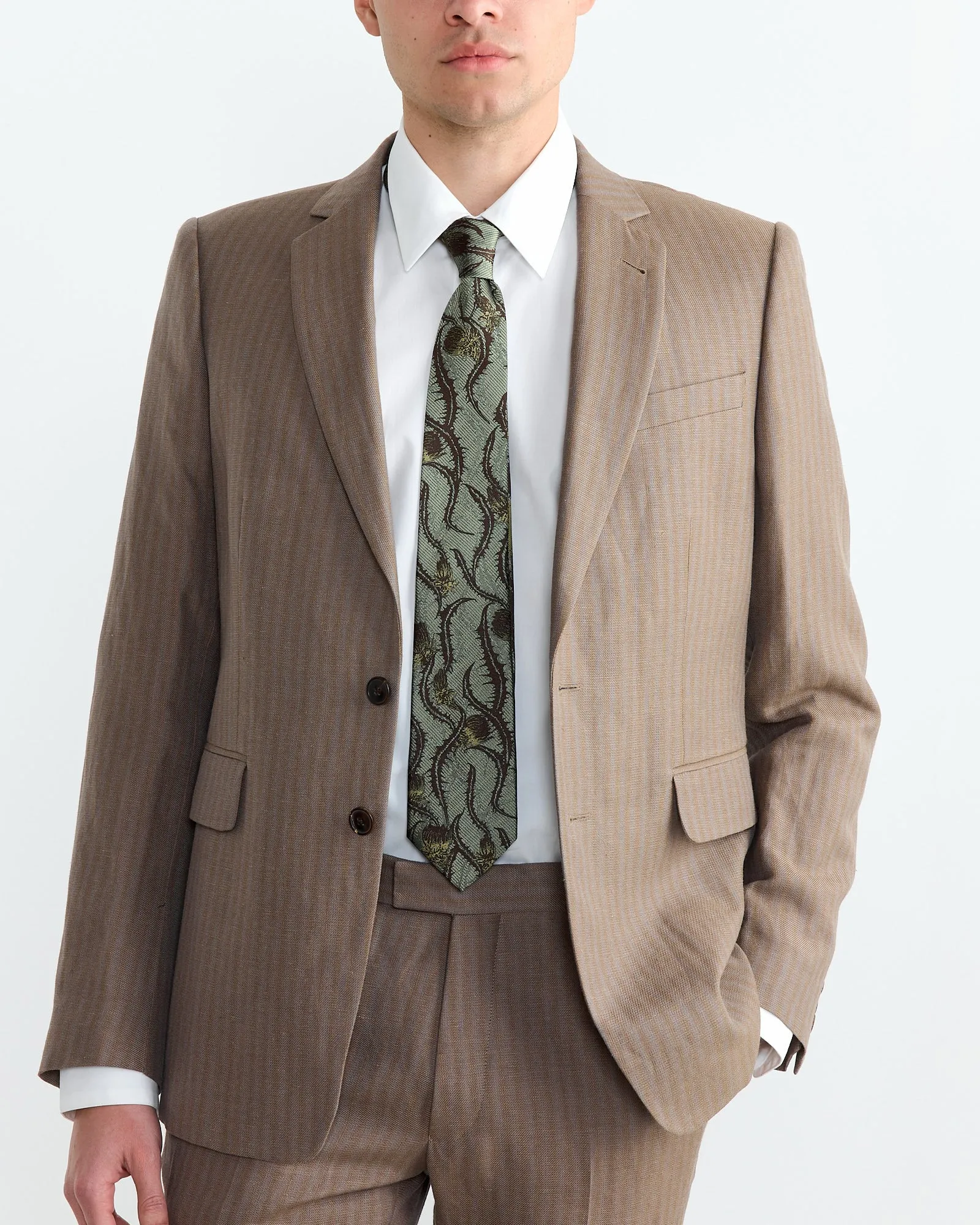 Printed Tie in Khaki
