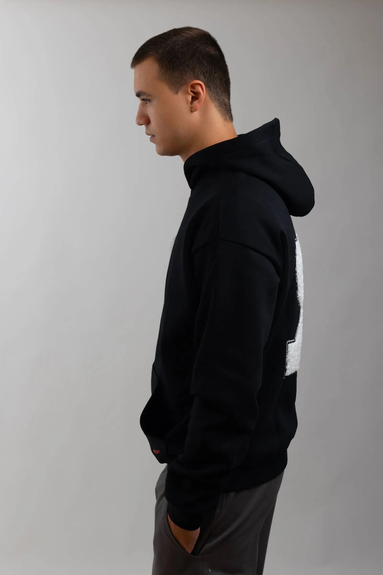 Red Dot Logo Hoodie-Black