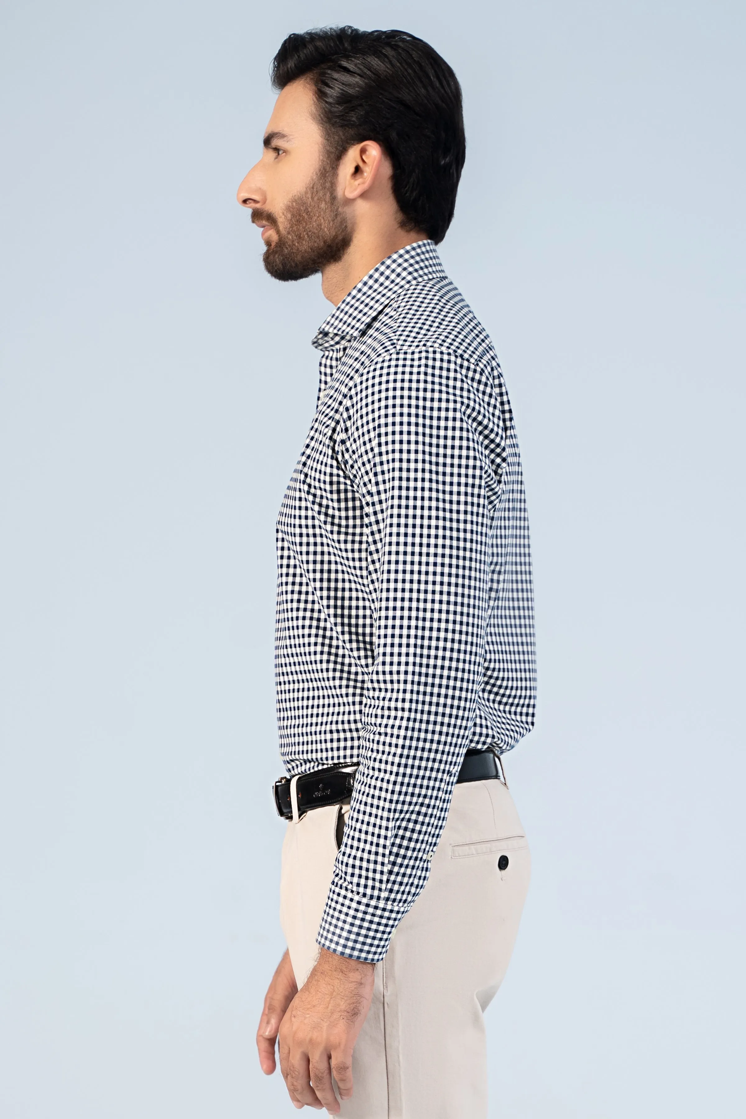 SEMI FORMAL SHIRT OFF WHITE NAVY CHECK