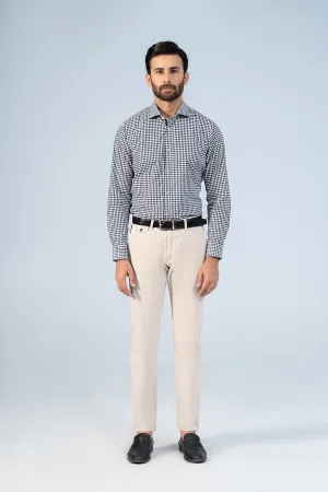 SEMI FORMAL SHIRT OFF WHITE NAVY CHECK