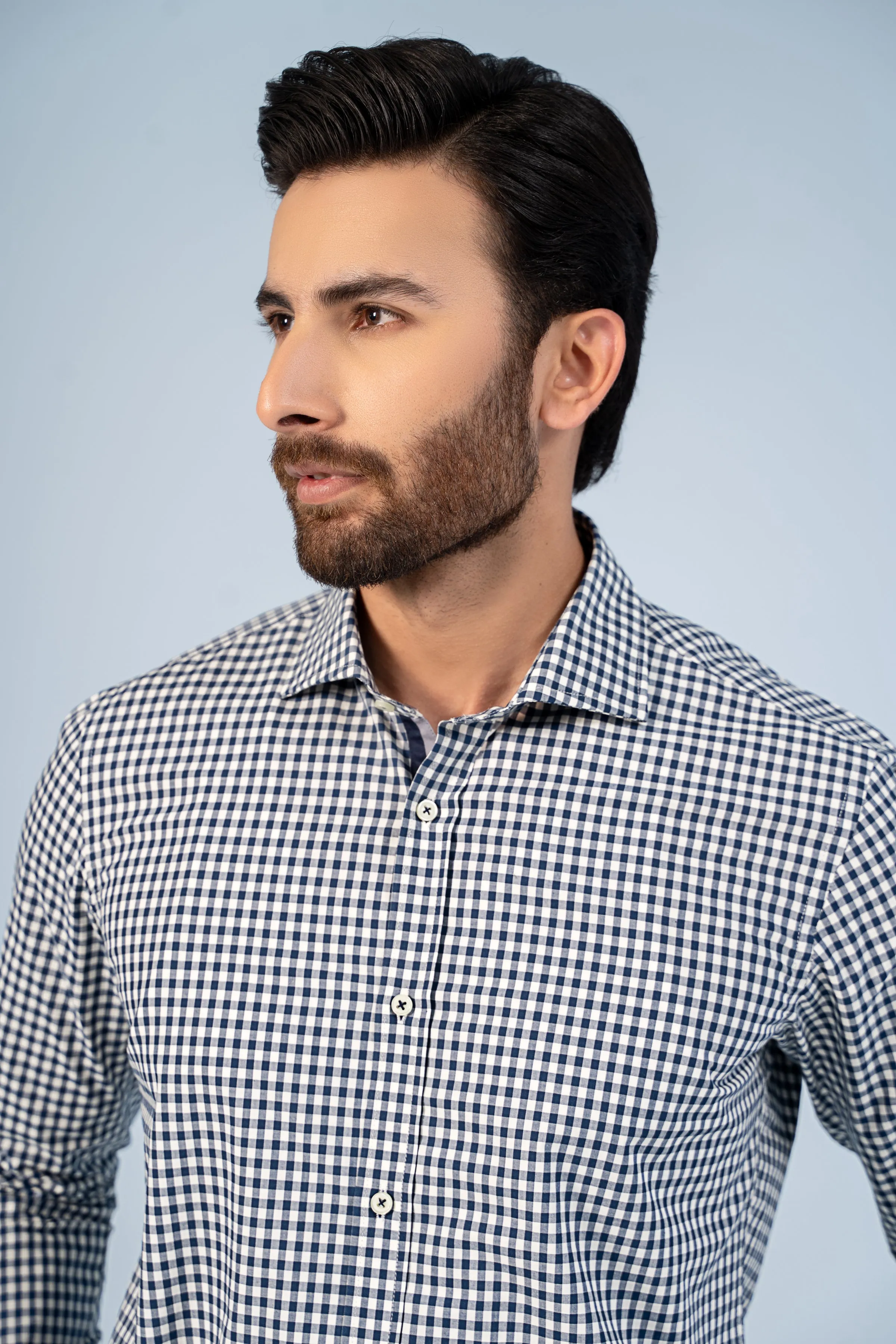 SEMI FORMAL SHIRT OFF WHITE NAVY CHECK