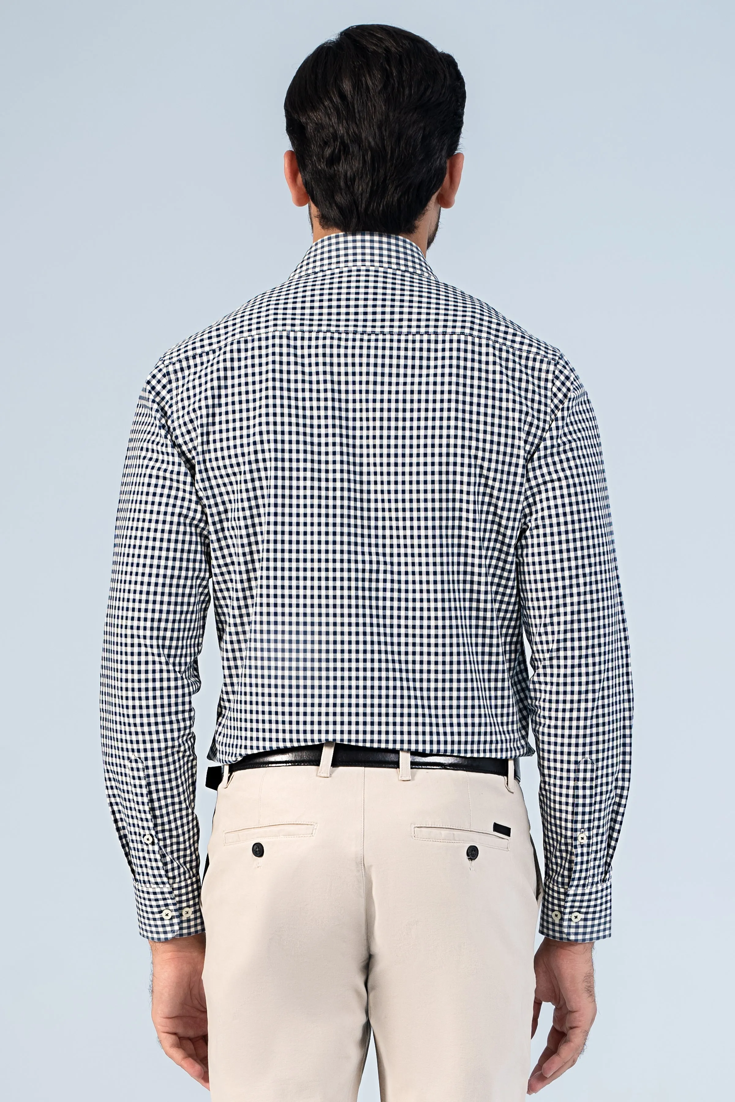 SEMI FORMAL SHIRT OFF WHITE NAVY CHECK