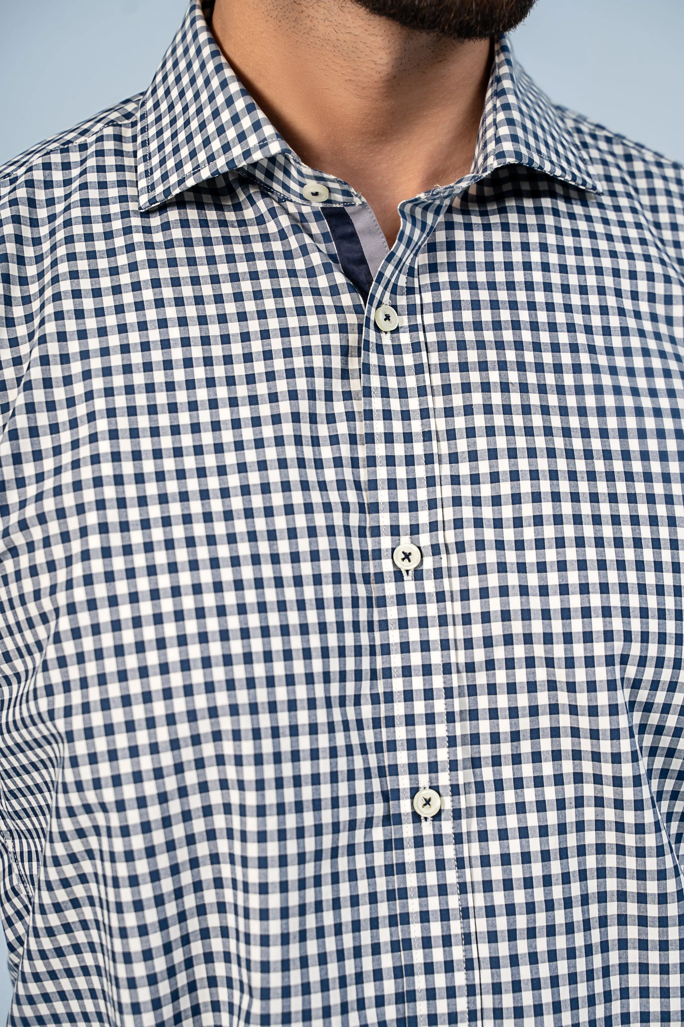 SEMI FORMAL SHIRT OFF WHITE NAVY CHECK