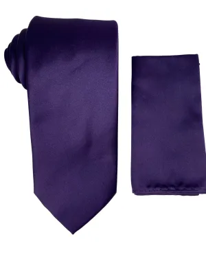 Stacy Adams Solid Tie and Handkerchief - Plum