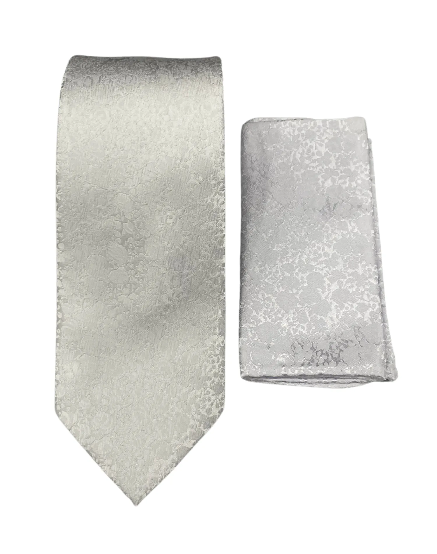 Stacy Adams Textured Tie and Handkerchief - White