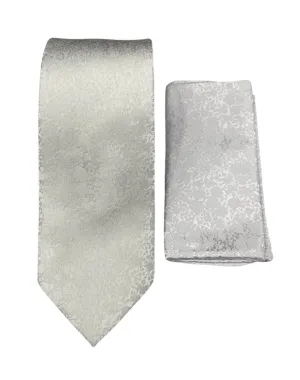 Stacy Adams Textured Tie and Handkerchief - White