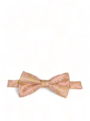 Steven Land Pink and Gold Paisley Bow Tie Set