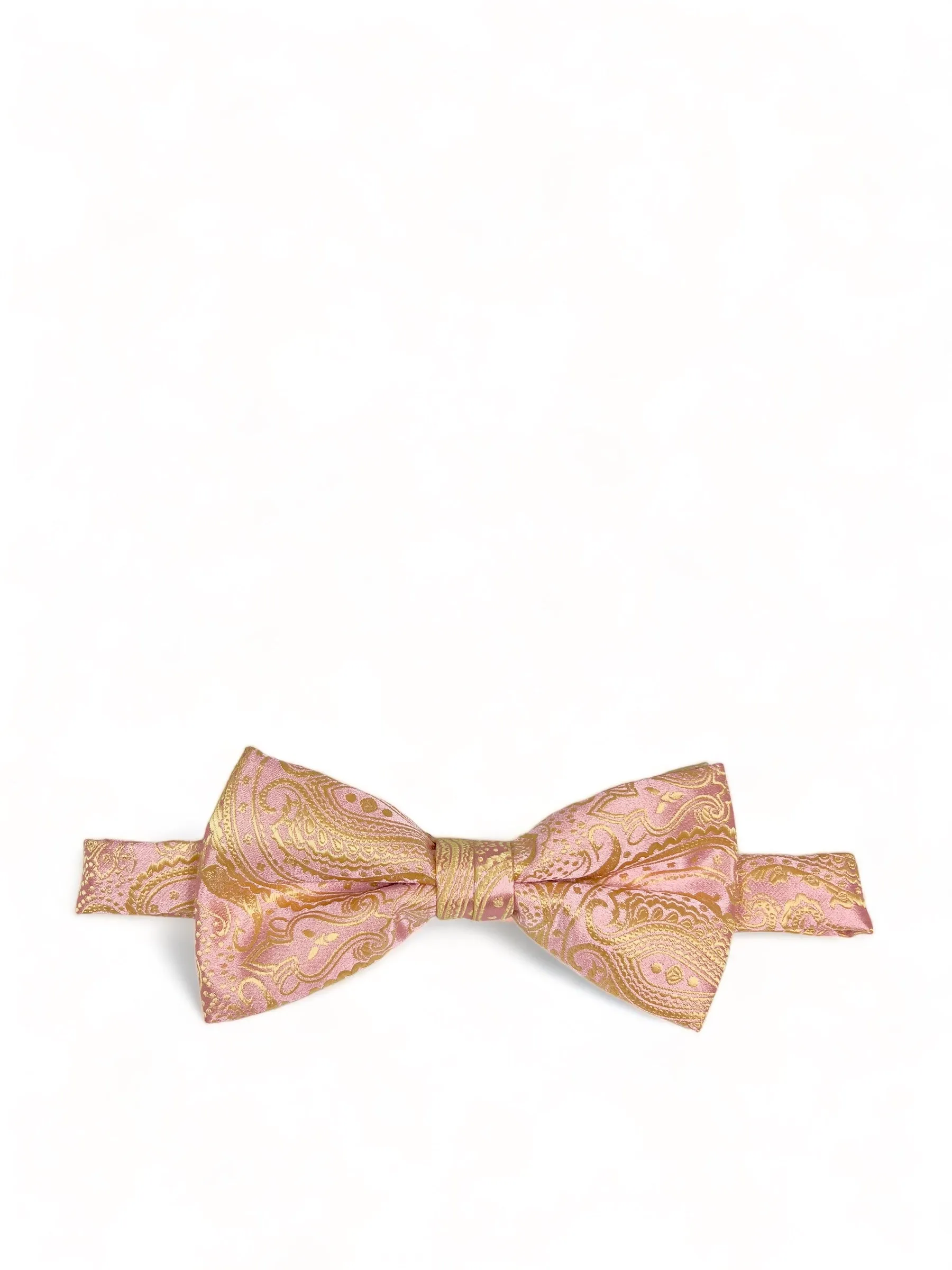 Steven Land Pink and Gold Paisley Bow Tie Set