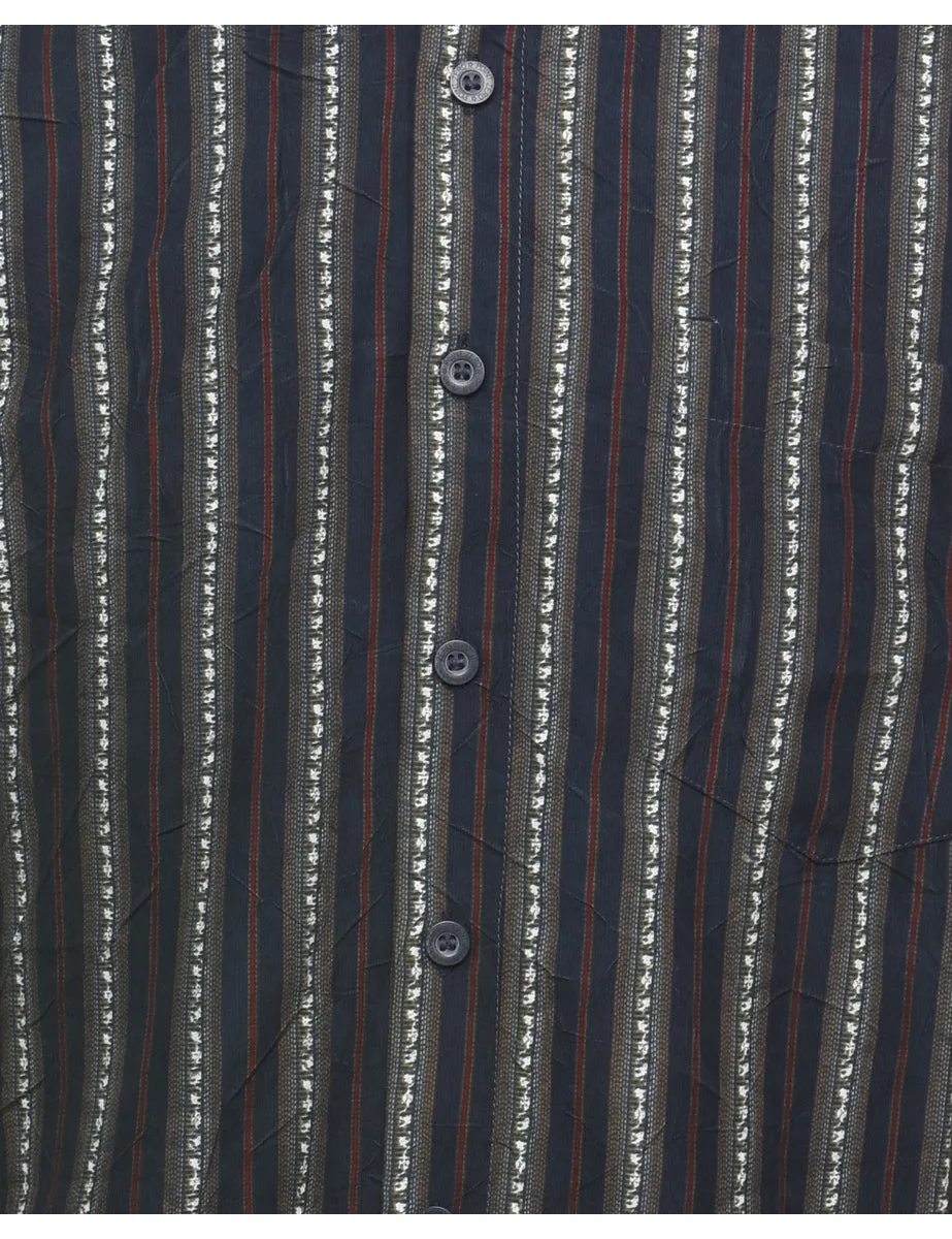 Striped Dark Green & Navy Shirt - XL