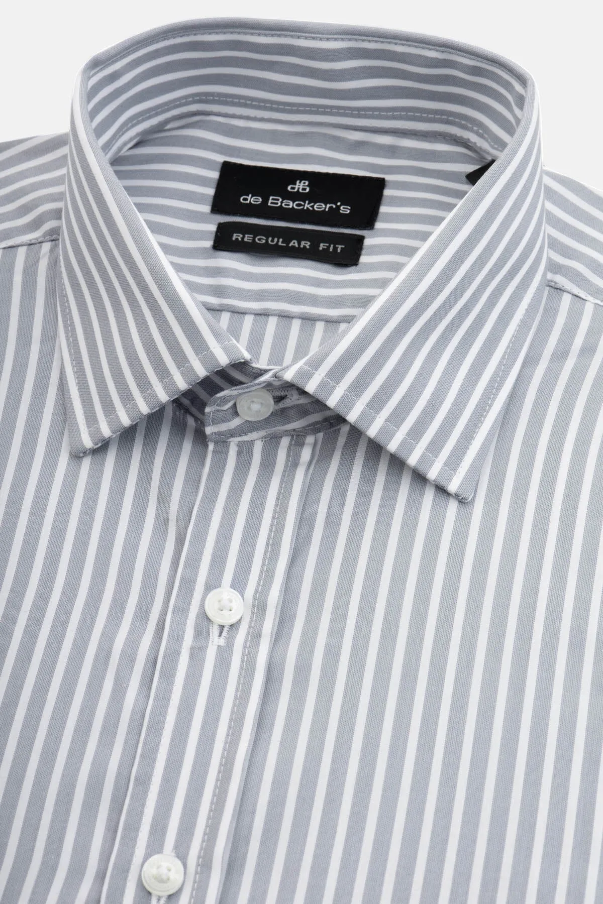Striped Light Gray & White Smart Casual Shirt