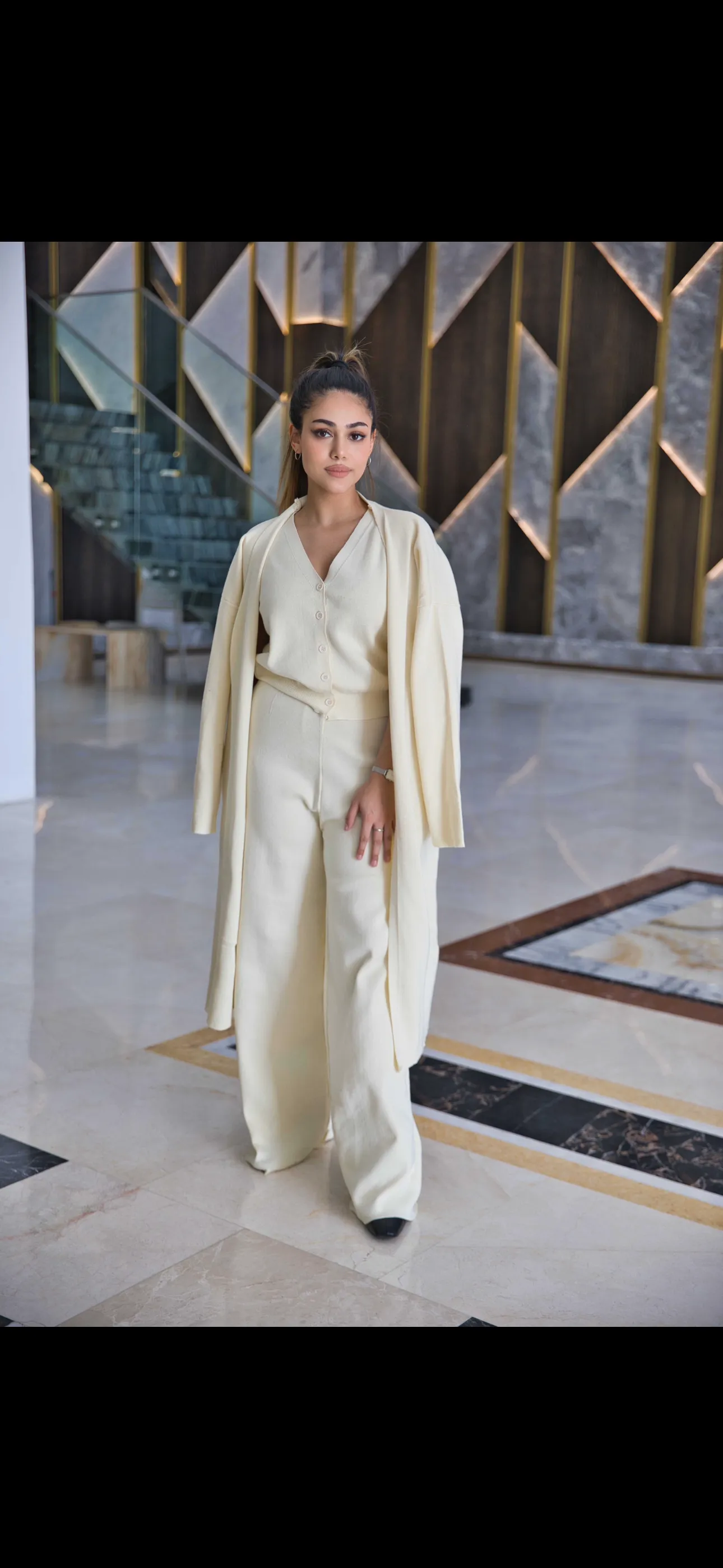 Three piece jersey set (cream)