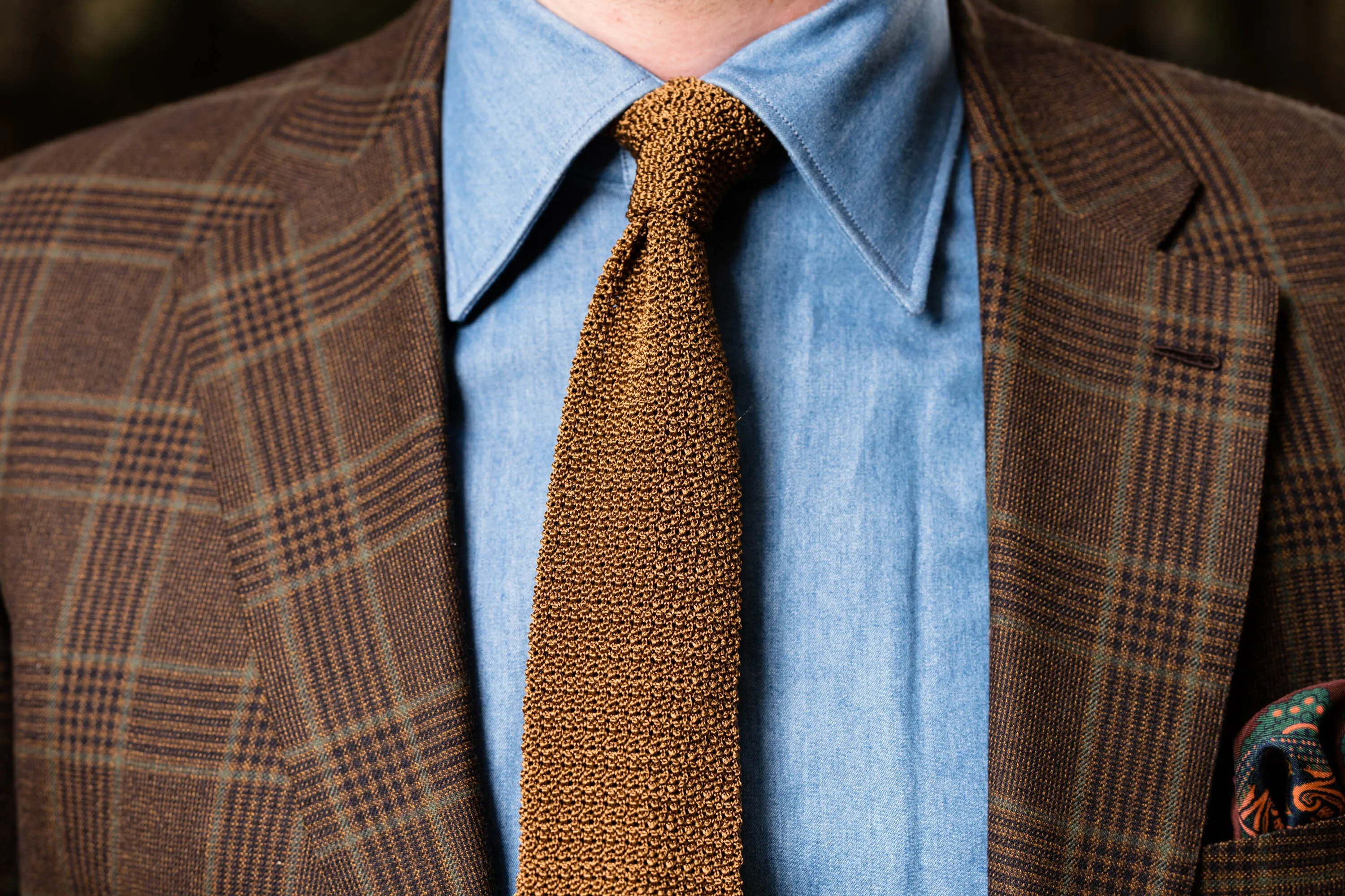 Tobacco Brown Silk Knit Tie