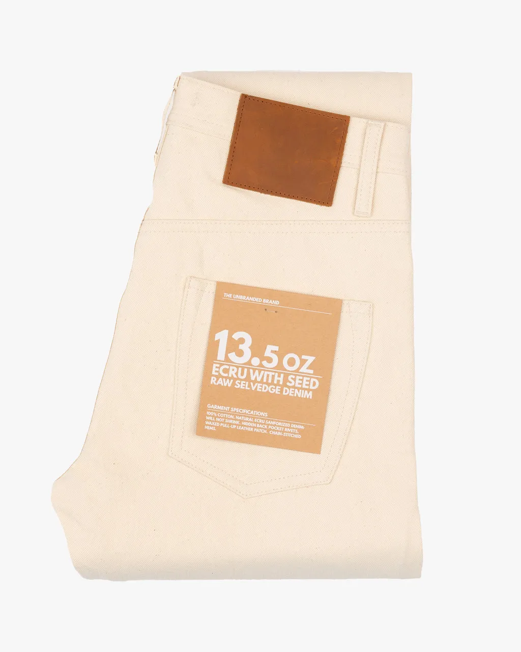 Unbranded UB697 Ecru With Seed Selvedge 13.5oz Relaxed Tapered Mens Jeans - Natural