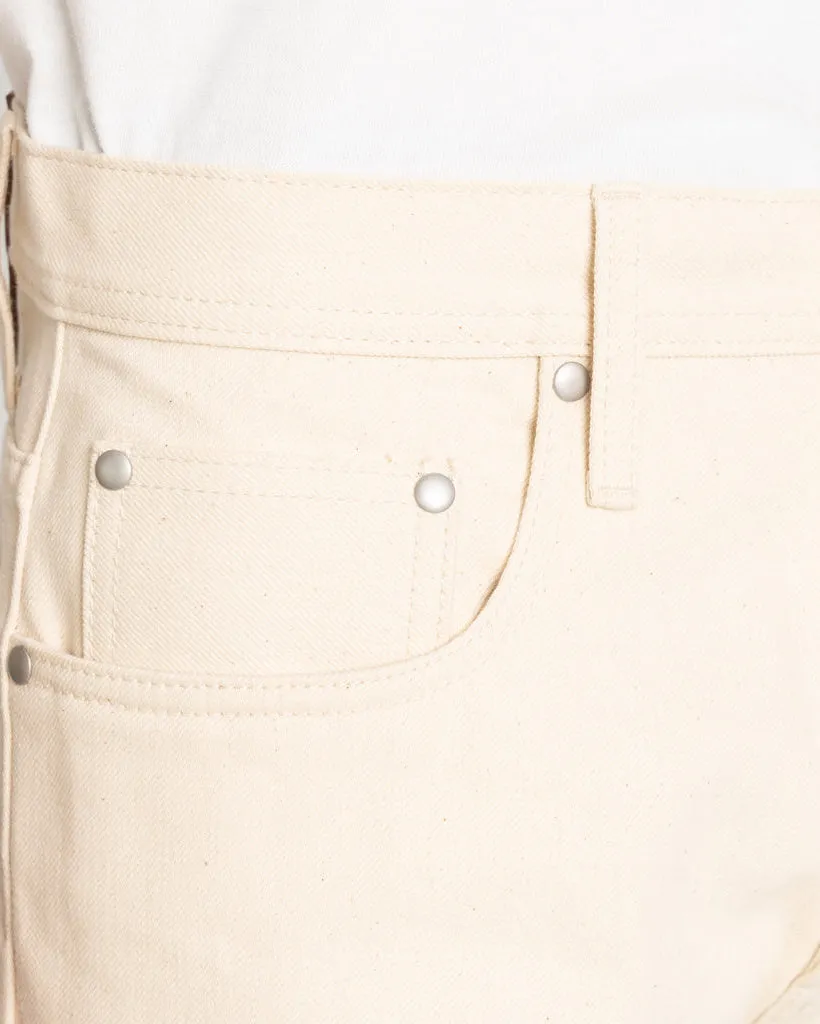 Unbranded UB697 Ecru With Seed Selvedge 13.5oz Relaxed Tapered Mens Jeans - Natural