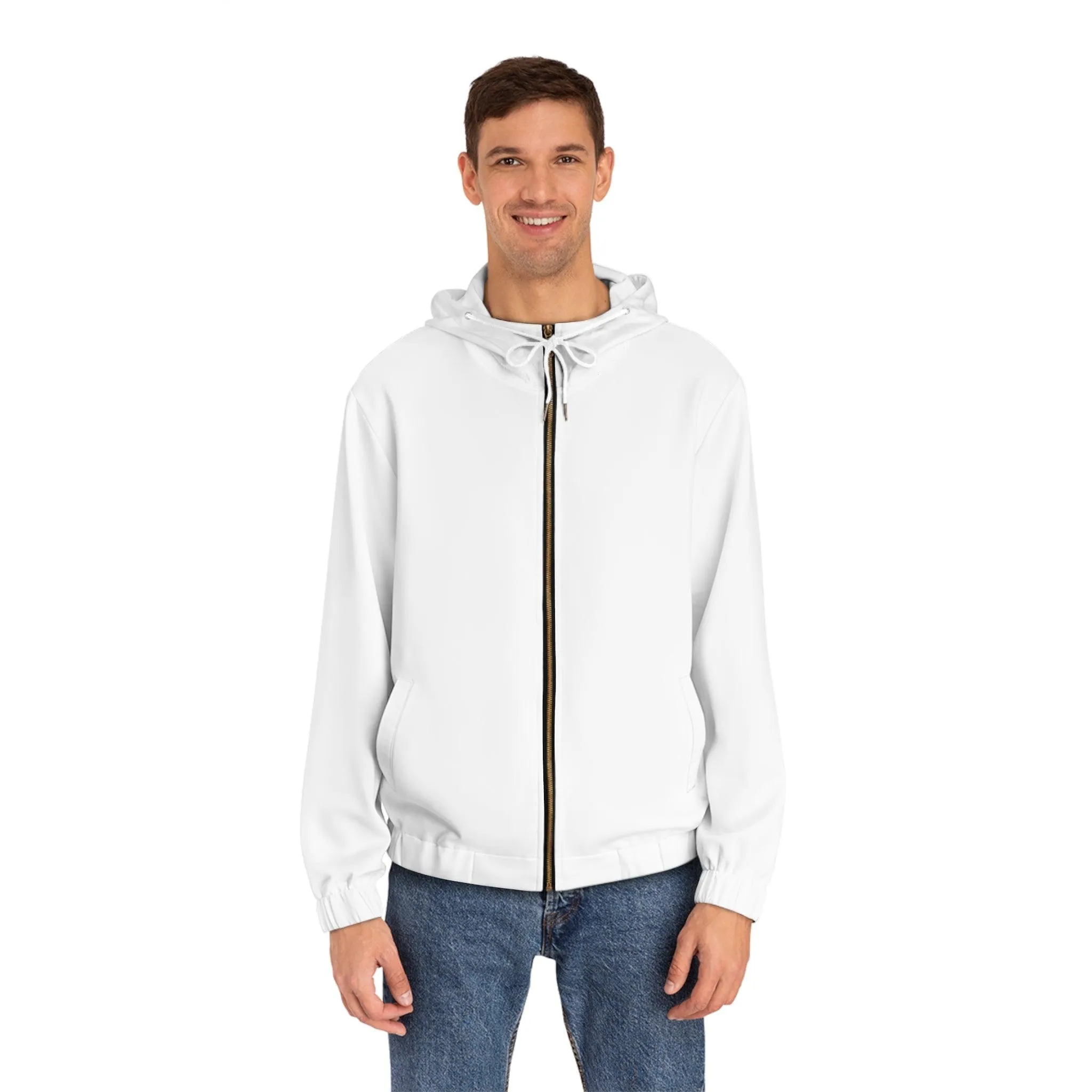White Men's Full-Zip Hoodie