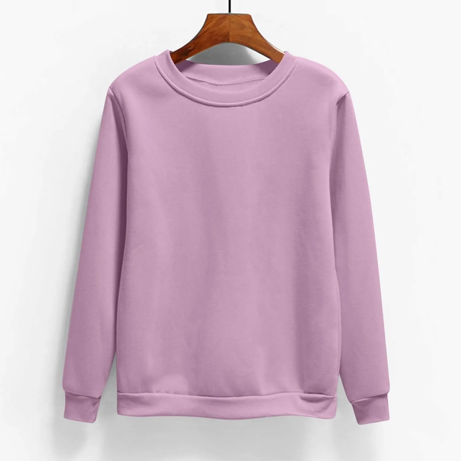 Women's Oversize Pullovers Solid Color Round Neck Long Sleeve Casual Sweatshirts Comfy Loose Fit Workout Clothing